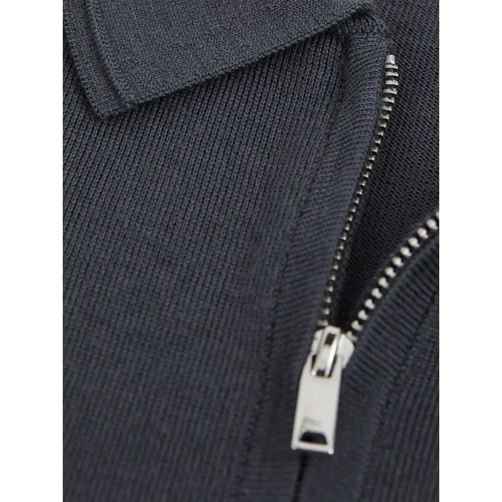 REISS MAXWELL Merino Wool Half Zip Polo Shirt